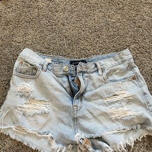 Aeropostale Blue High Waist Denim Shorts